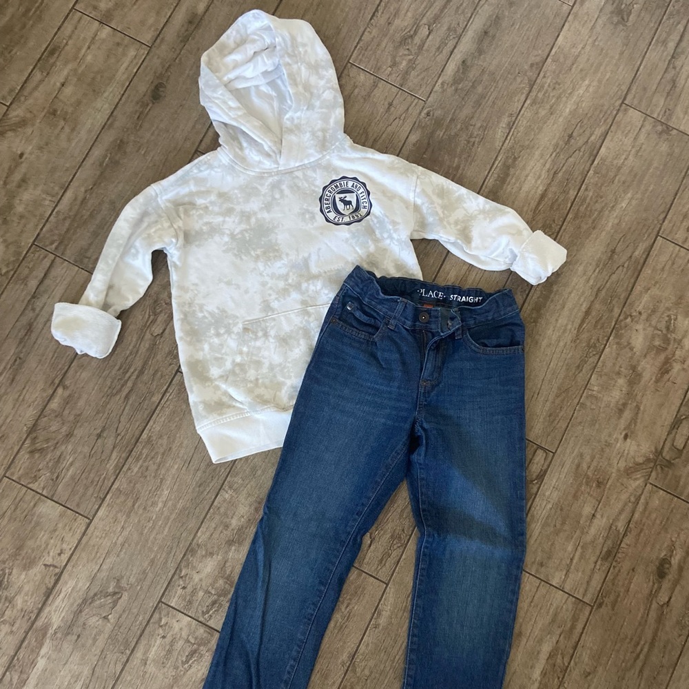 Abercrombie Kids tie dye  Hoodie Sweatshirt &  The Place Straight Leg Jeans